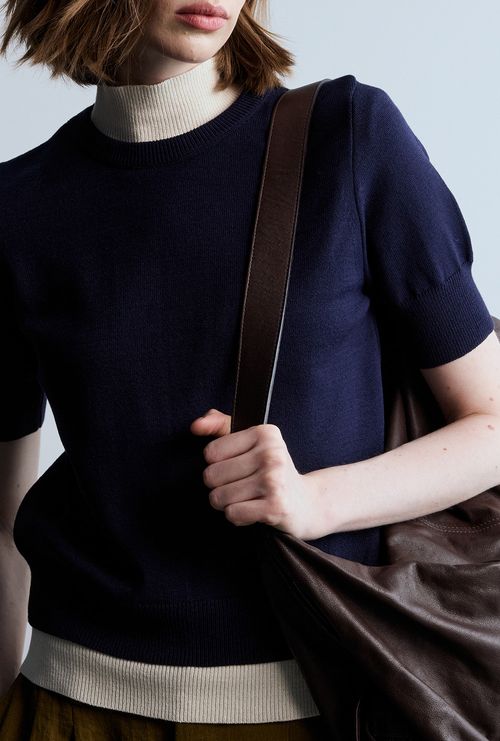 Blusa Nalai Em Tricot Marinho