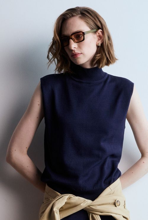 Blusa Em Tricot CoraCorá Azul Marinho
