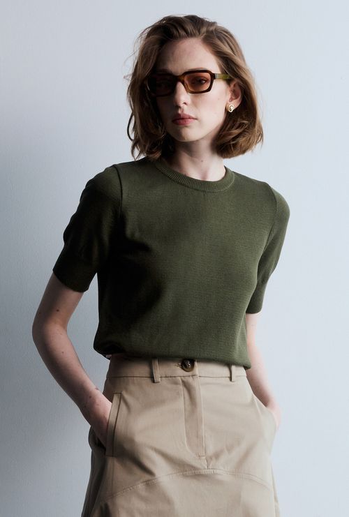 Blusa Nalai Em Tricot Verde Militar