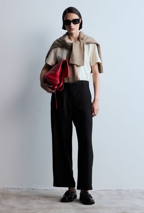 Calça Ingaro Alfaiataria Crepe Patou Preto