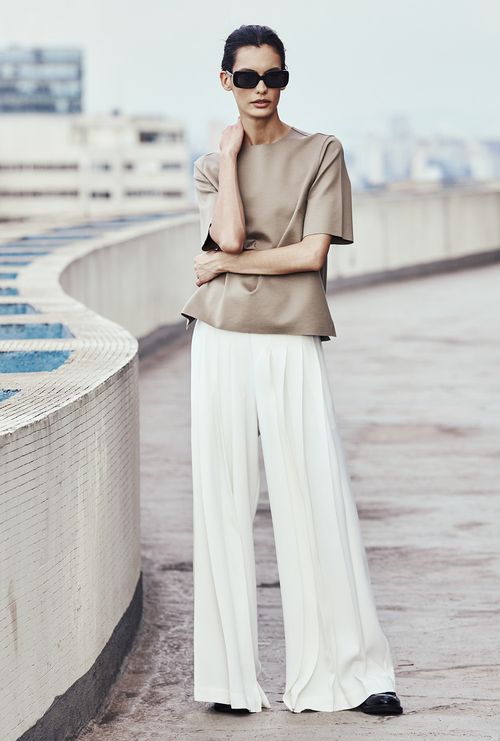 Calça Chiloe Crepe Patou Off White