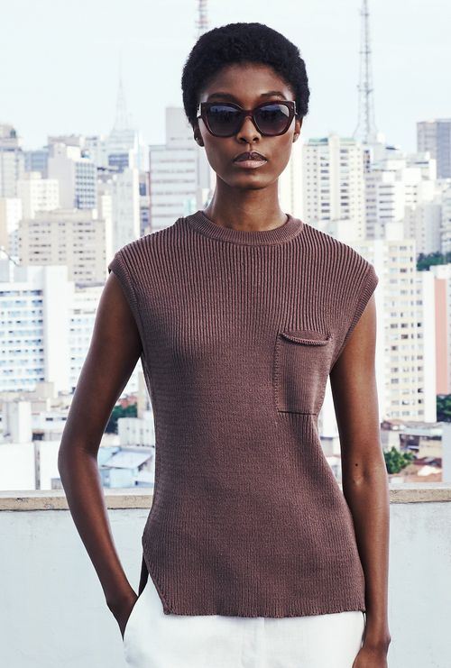 Regata Mabel em Tricot Marrom