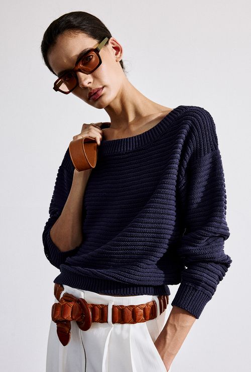 Blusa Northbrook em Tricot Azul Noite