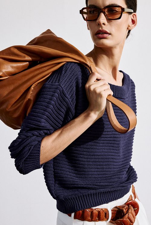 Blusa Northbrook em Tricot Azul Noite