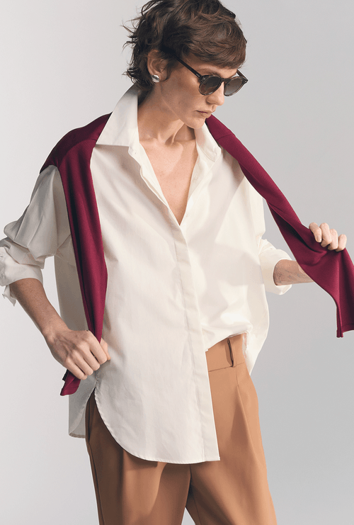Camisa Eliria Ampla em Algodão Egípcio Off White