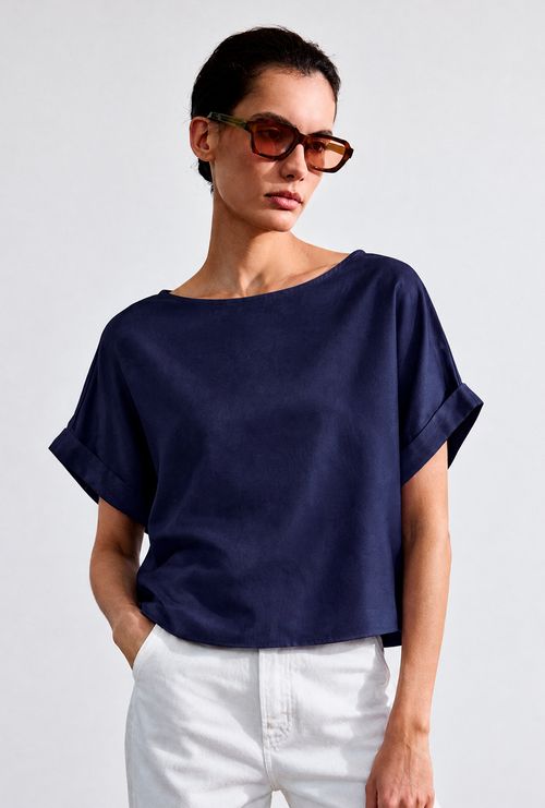Blusa Ancara Lyocell Marinho
