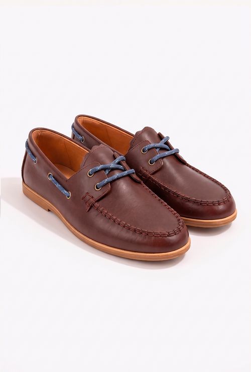 Mocassim Boat Nandaz em Couro Sangre