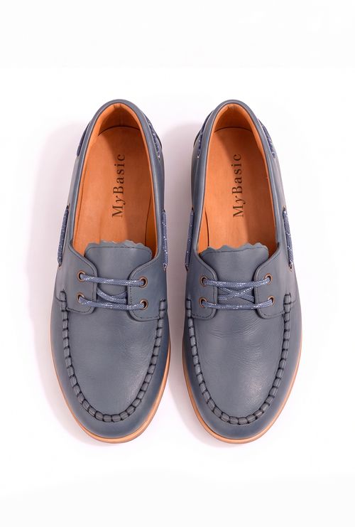 Mocassim Boat Nandaz em Couro Azul