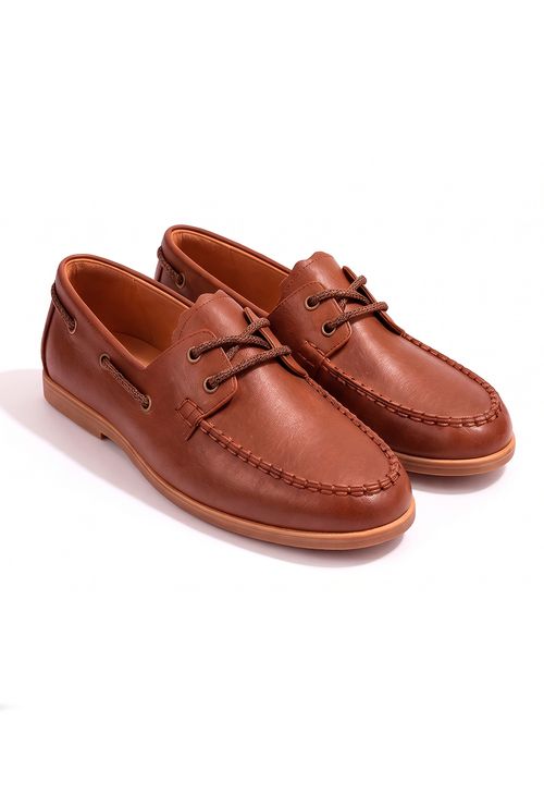 Mocassim Boat Nandaz em Couro Caramelo