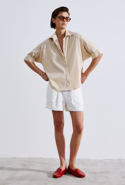 Camisa Leygues Oversized Manga Curta Bege